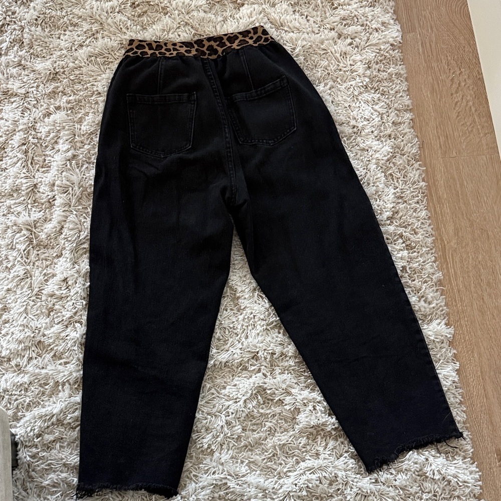 Black Jeans with Leopard waistband size 7 - Picture 8 of 8